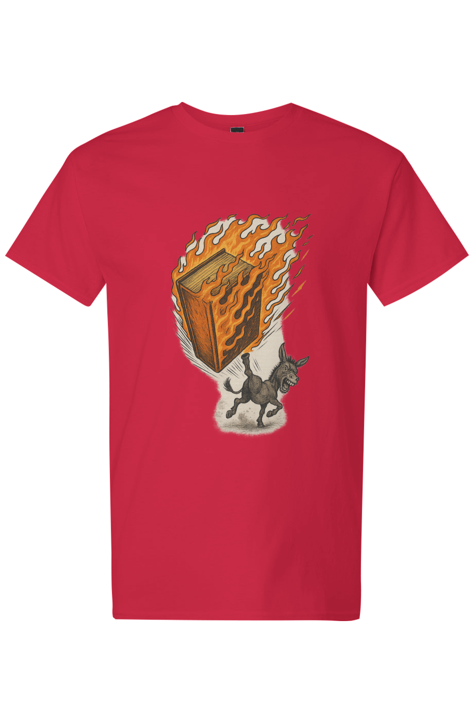 Premium graphic t-shirt with hand-drawn donkey karate kicking a book illustration - Donkey Karate Kicking Book tee by Stupid Libary